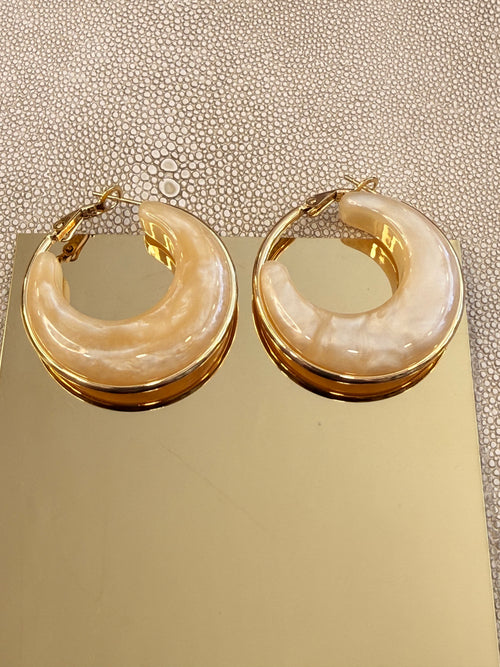 Beige Gold Hoops